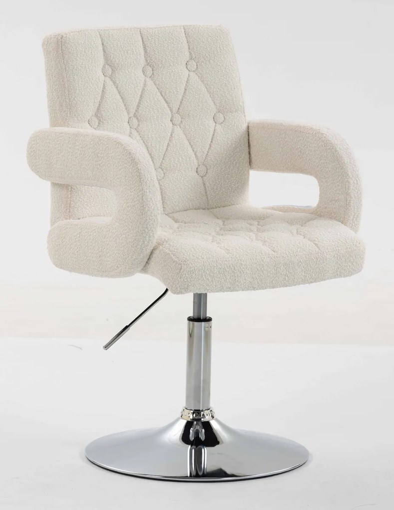 HR8404KW Scaun Crem Boucle cu Bază Aurie