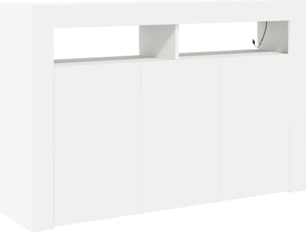 vidaXL Bufet cu lumini cu bandă LED Alb 116 x 30 x 75 cm Lemn compozit
