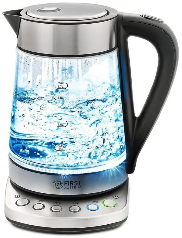 Cana electrica First Austria FA-5405-9, 2200W, 1,7 L, 4 setari, LED Indicator, Mentinere la cald, Inox