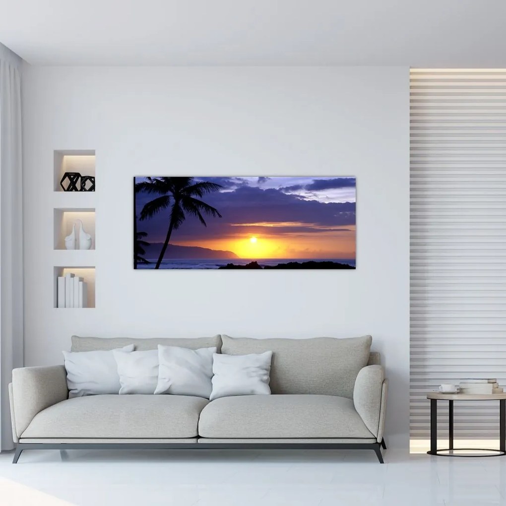 Tablou cu apus de soare deasupra mării (120x50 cm)