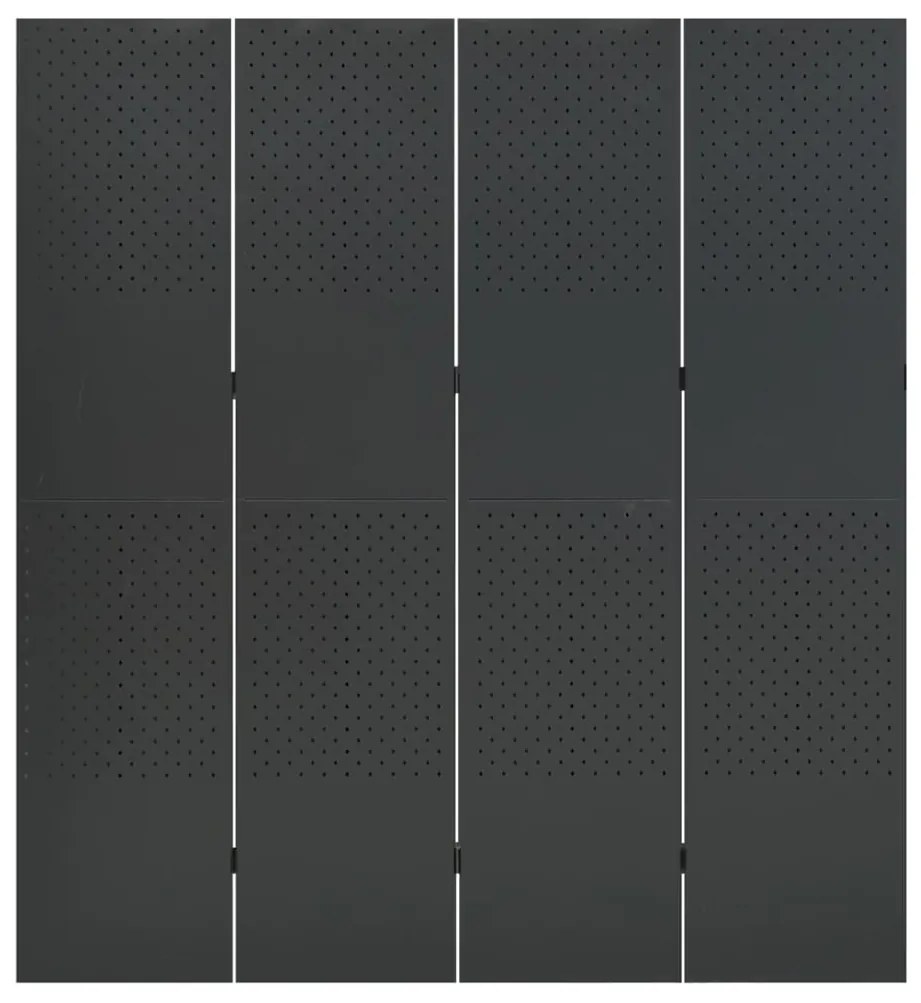 335900 vidaXL Paravan de cameră cu 4 panouri, antracit, 160x180 cm, oțel