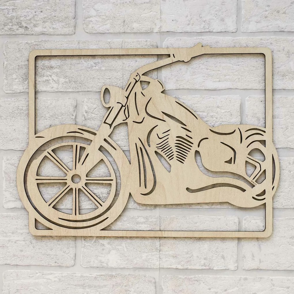 DUBLEZ | Tablou din lemn pentru perete - Motocicleta Chopper