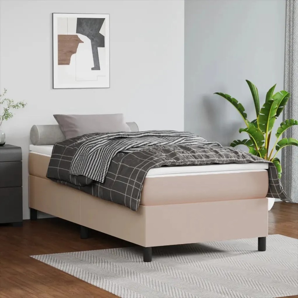 Cadru de pat box spring, cappuccino, 90x190 cm, piele ecologică