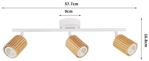 Brilagi - Plafonieră cu 3 spoturi MODERN WOOD, 3x GU10/8W/230V, lemn de cauciuc/alb