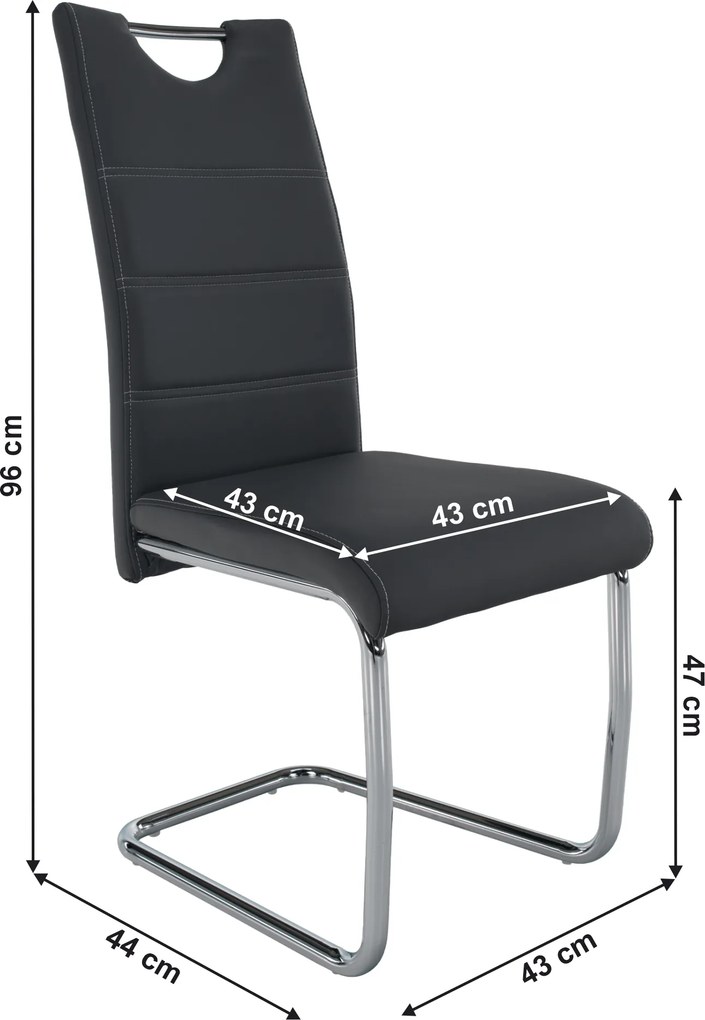 Scaun dining, gri închis / cusătură deschisă, ABIRA NEW
