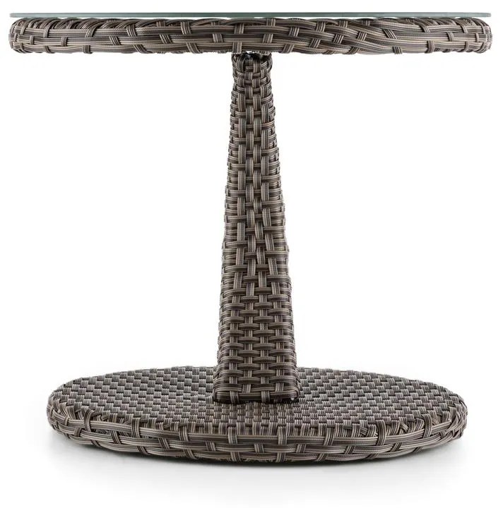 Tabula, masă, 50 cm, sticlă, poliuretan, aluminiu, maro