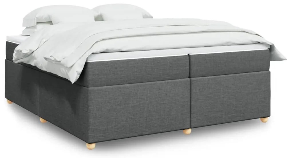vidaXL Pat box spring cu saltea, gri închis, 200x200 cm, textil