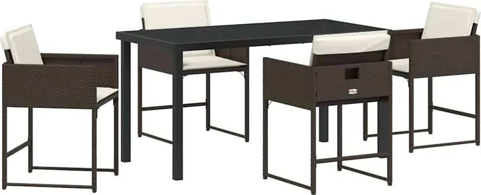 vidaXL Set de masă pentru grădină 5 pcs Maro poliratan