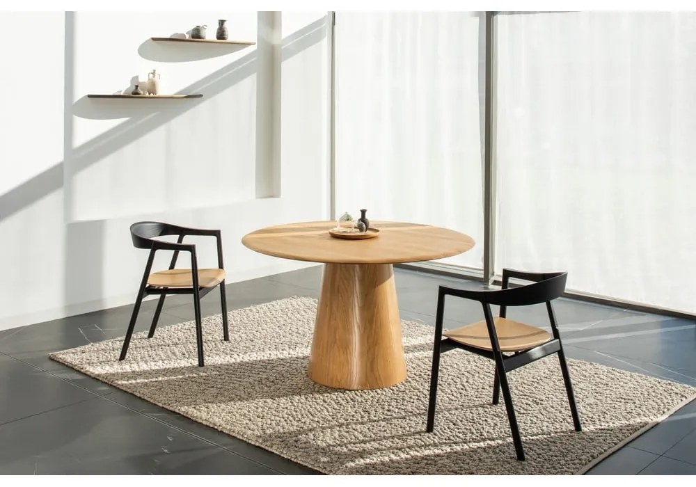 Masă de dining în culoare naturală rotundă din lemn de stejar ø 126 cm Mushroom – Gazzda