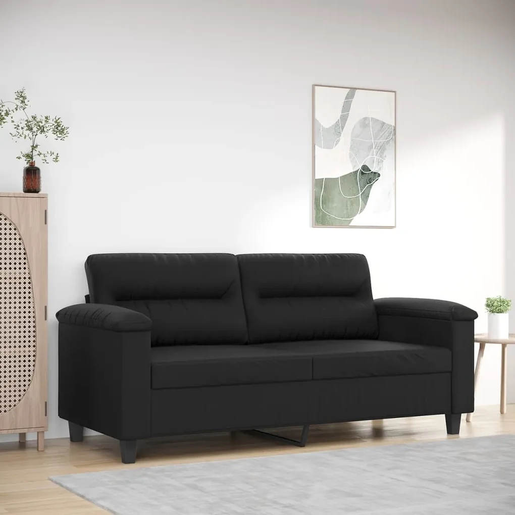 359583 vidaXL Canapea cu 2 locuri, negru, 140 cm, piele ecologică