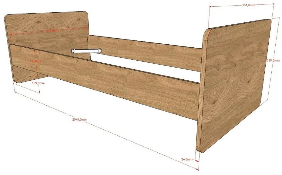 Pătuț în culoare naturală 60x120 cm Sam – Vipack