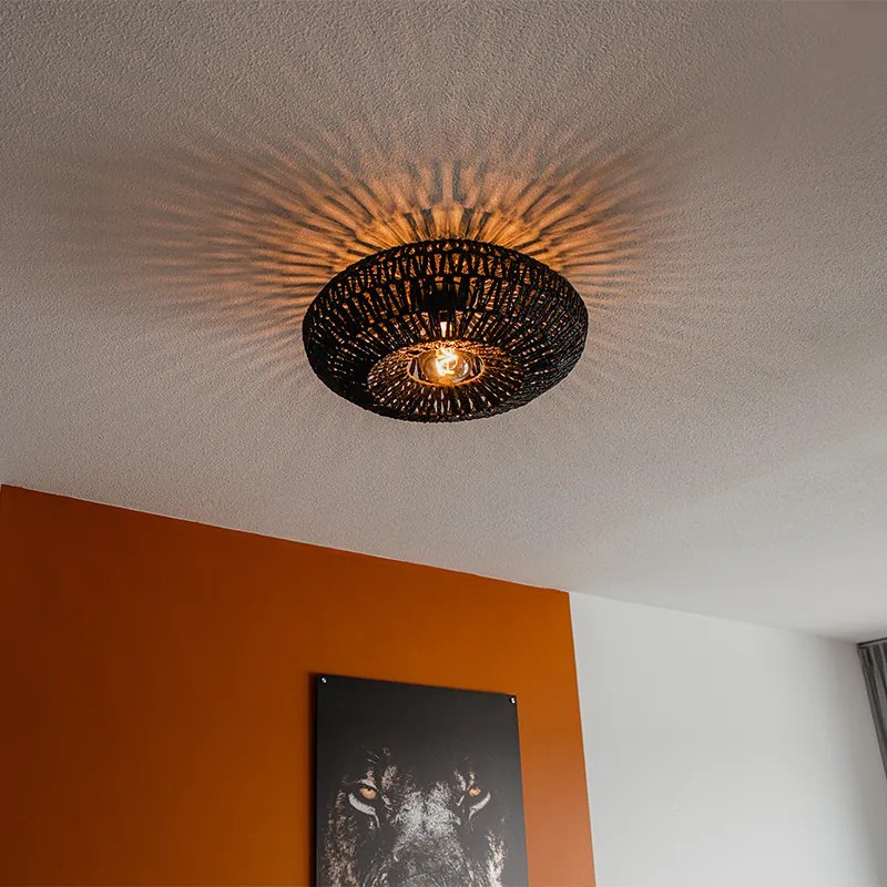 Plafoniera retro neagra 50 cm - Lina