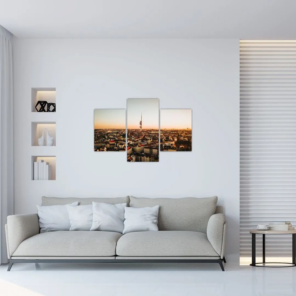 Tablou apusului de soare deasupra orașului Zizkov (90x60 cm)