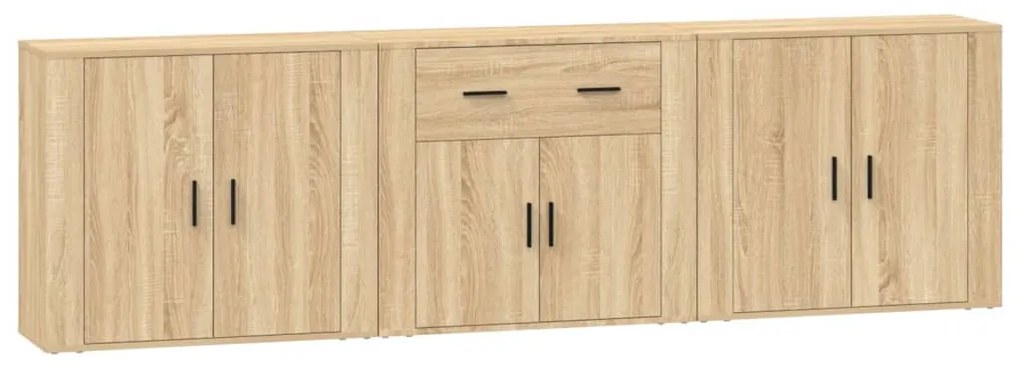 vidaXL Servante, 3 piese, stejar sonoma, lemn prelucrat