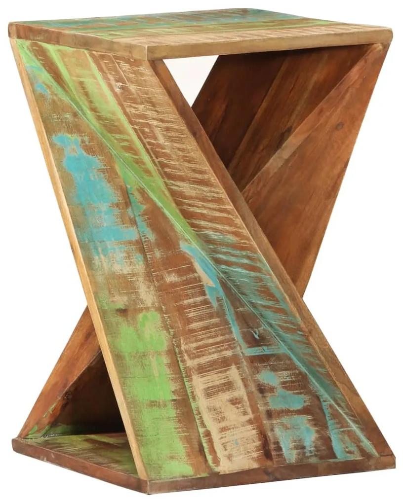 Masa laterala, 35x35x55 cm, lemn masiv reciclat 1, Lemn masiv reciclat