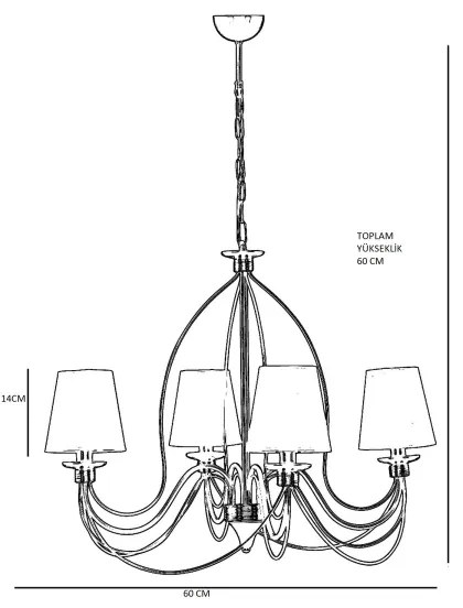 Candelabru cu lanț CLASSIC 4xE14/40W/230V bronz/bej