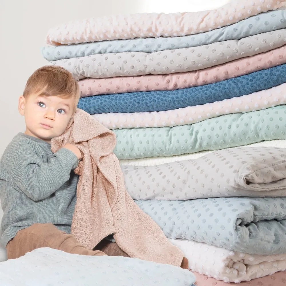 Pătură pentru copii bej din bumbac tricotată 80x80 cm Frosty Almond – Roba