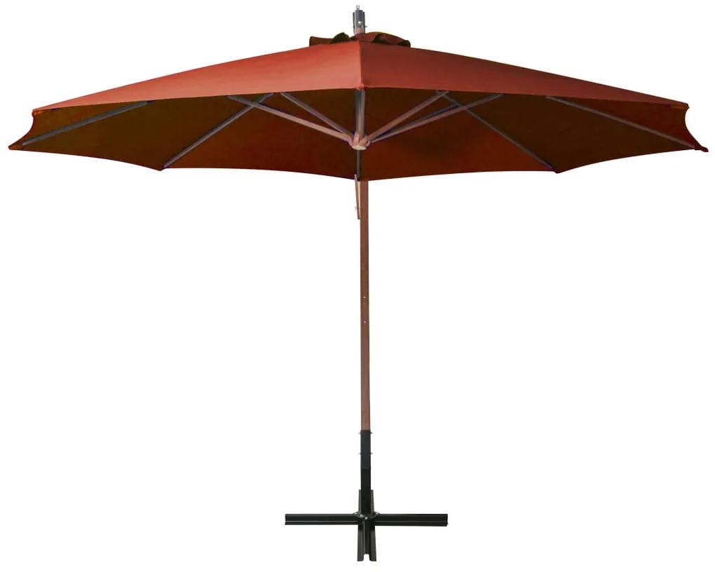 Umbrela suspendata cu stalp, caramiziu, 3,5x2,9 m, lemn brad Terracota, 3.5 x 2.9 m
