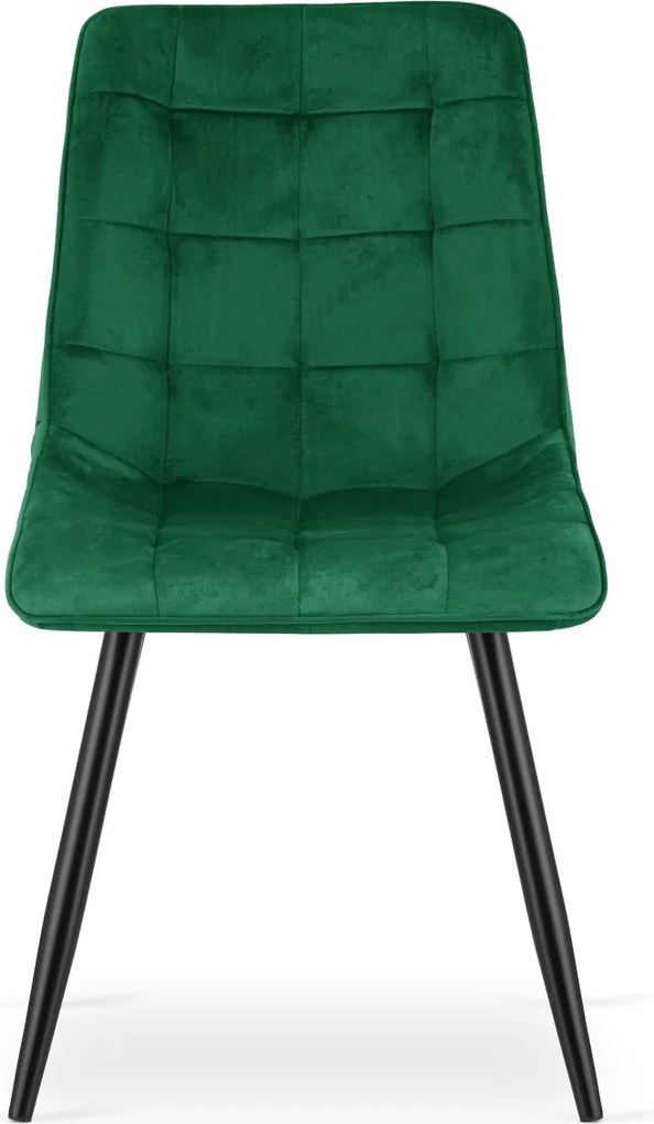 Scaun de masa SPLIT VELVET cu picioare negre, verde