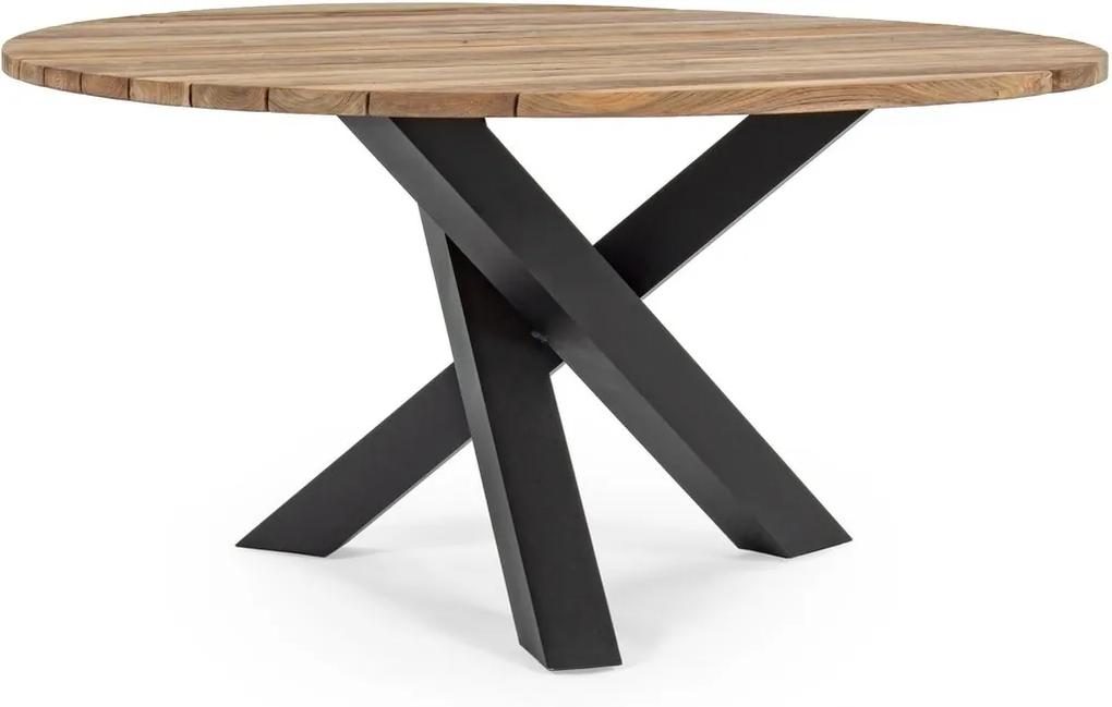 Masa din lemn cu picioare negre si blat natur Brandon Ø 150 cm x 77.5 h