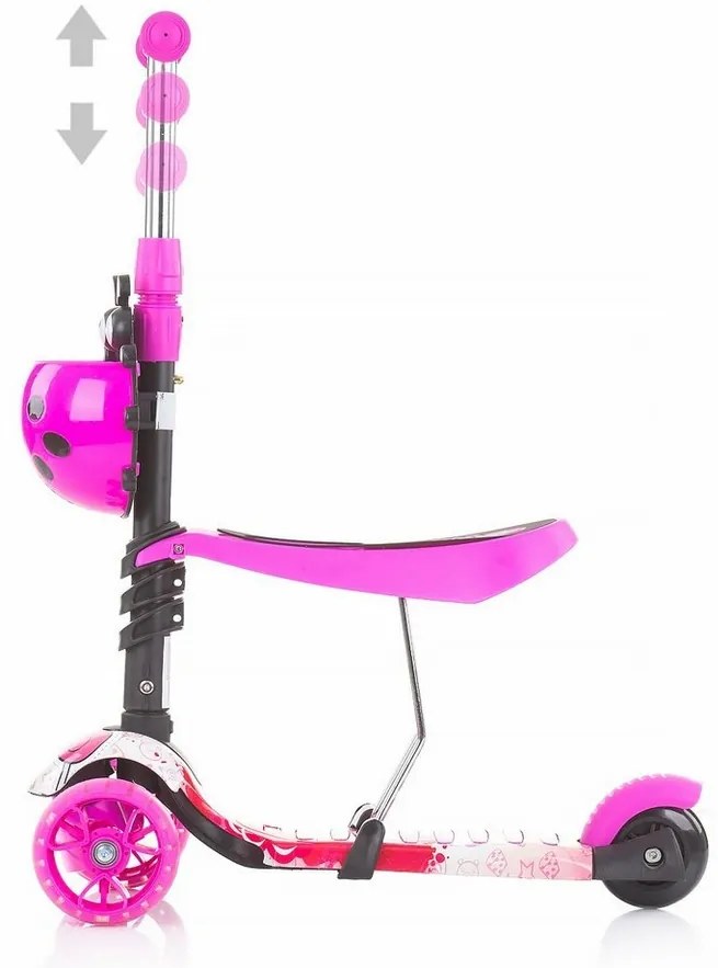 Scooter Chipolino cu bară de ghidare Kiddy Evo3in1 , Lollipop