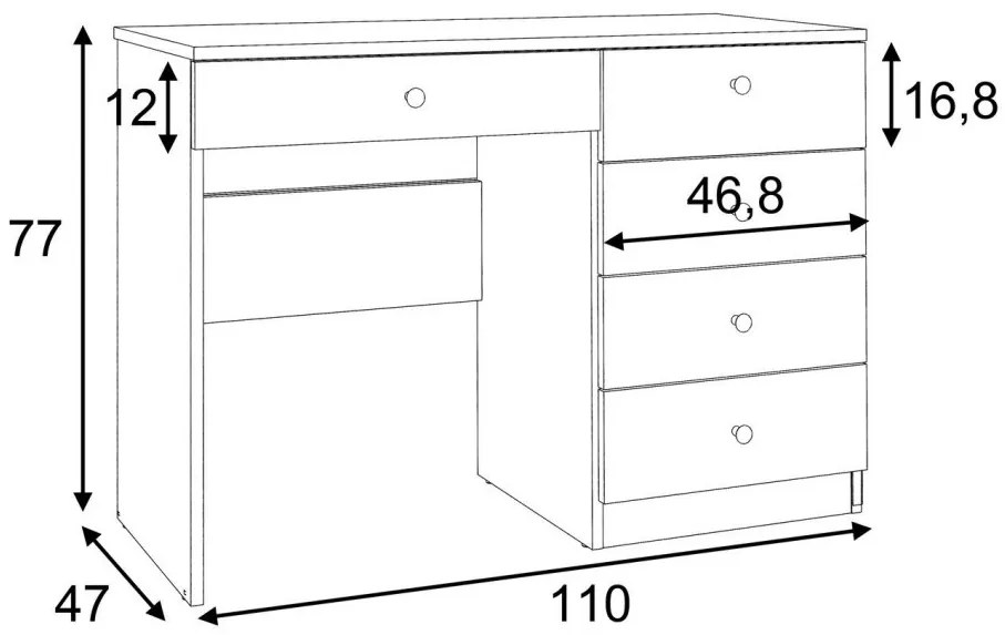 BIA511 - Masa de Birou 110 cm, cu manere tip Cristal pentru office - Alb