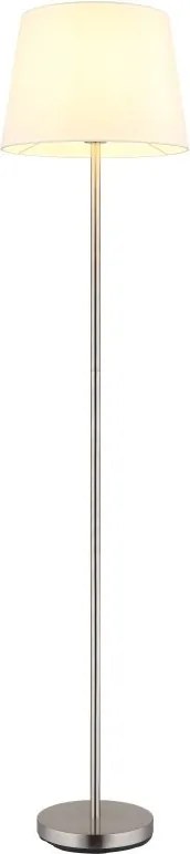 Lampadar de podea metal nickel abajur textil alb JORIS