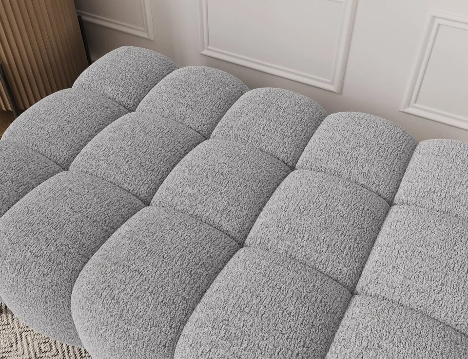 Taburet Tapitat cu Picioare Ferivo, 140x70x40cm, gri bouclé – Sola 04