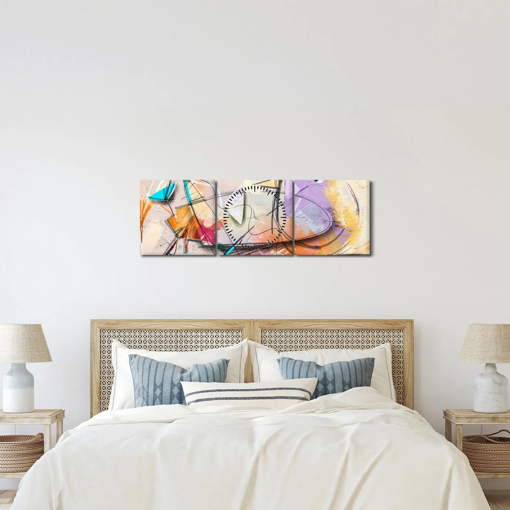 Tablou - Abstract, pasăre (cu ceas) (90x30 cm)