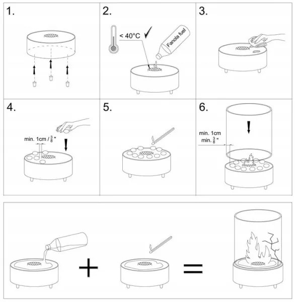 Șemineu BIO Planika Dancing Flames 36,3x25,1 cm 2,5kW
