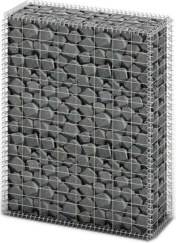 vidaXL Coș gabion cu capace, sârmă galvanizată, 100 x 80 x 30 cm
