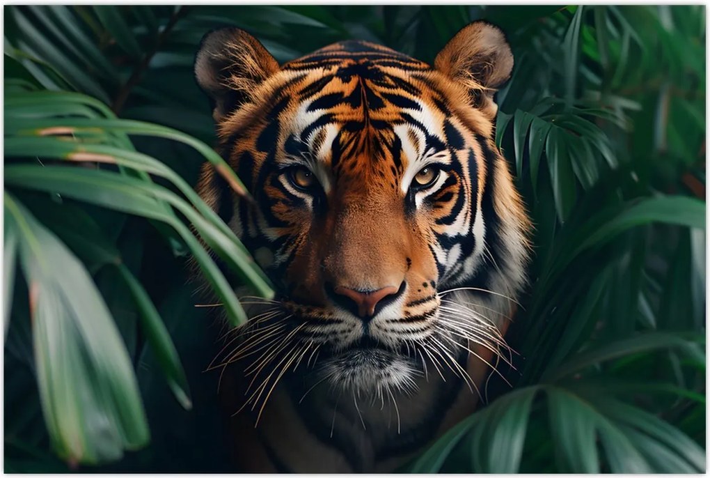 Tablou - Portretul unui tigru în junglă (90x60 cm)