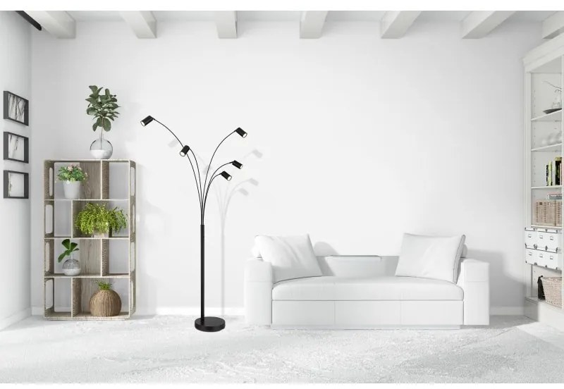 Lampadar cu 5 spoturi directionabile metal negru ROBBY