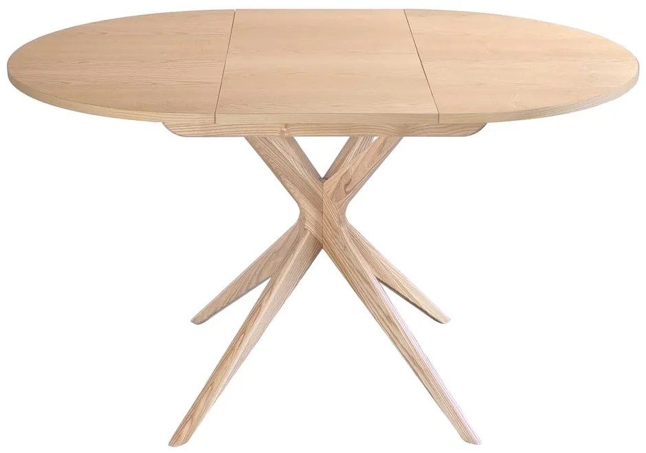 Masă de dining rotundă extensibilă din lemn de frasin cu blat suplimentar ø 90 cm Jubi – Ragaba