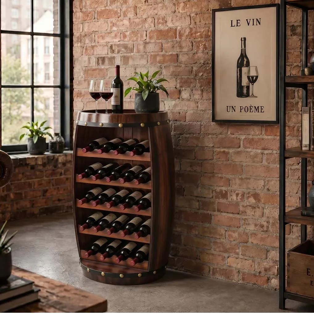 Raft pentru sticle- Bar design colonial Chateau 80cm coffee