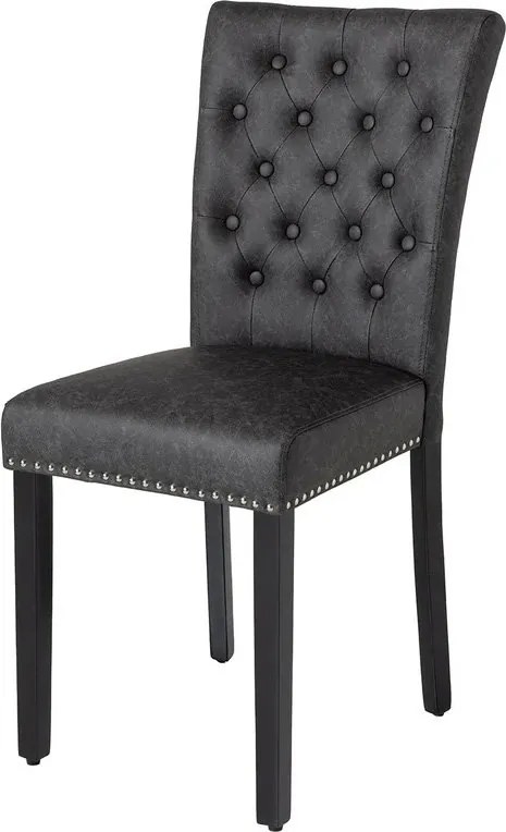 Set 2 scaune Stil Baroc, Piele Sintetica, Negru Vintage, CASTLE