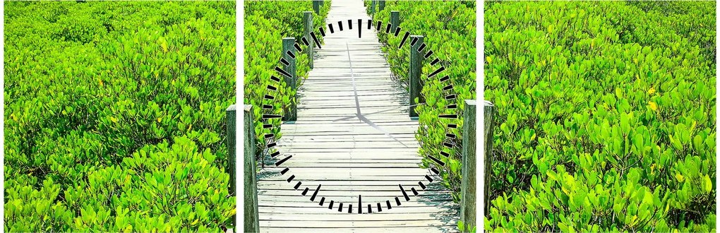 Tablou - poteca din lemn (cu ceas) (90x30 cm)