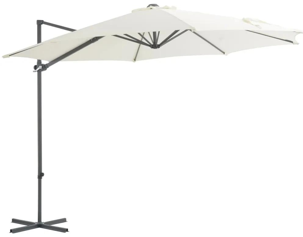 Umbrela suspendata cu stalp din otel, nisipiu, 300 cm