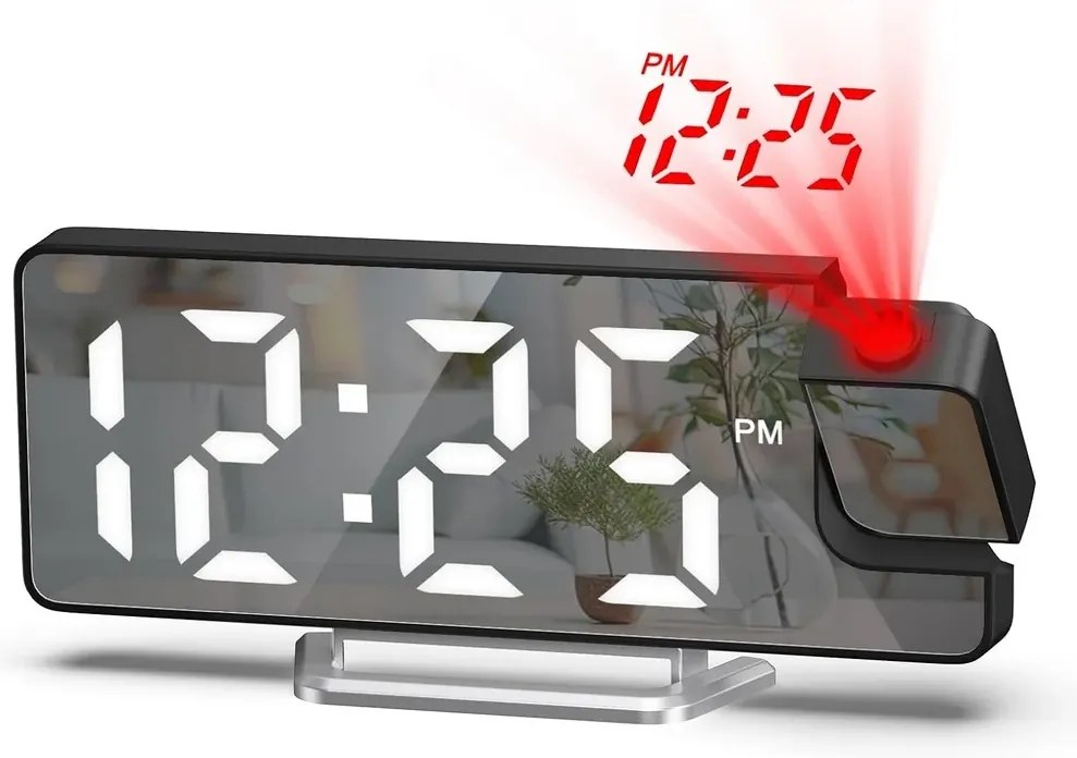 Ceas digital cu alarmă, cu proiecție DZ-673 și ecran LED de 7,9”