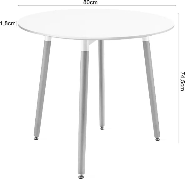 OFERTA Masă de dining rotundă albă KAMI 80x80 cm Calitatea II