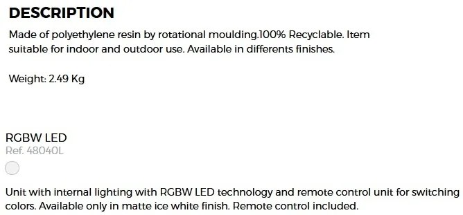 CORP DE ILUMINAT LED RGB DECORATIV VASES LAMPS 40cm