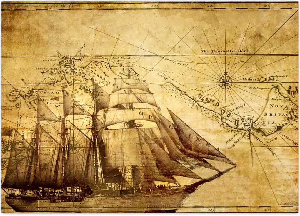 Tablou - Harta veche (70x50 cm)