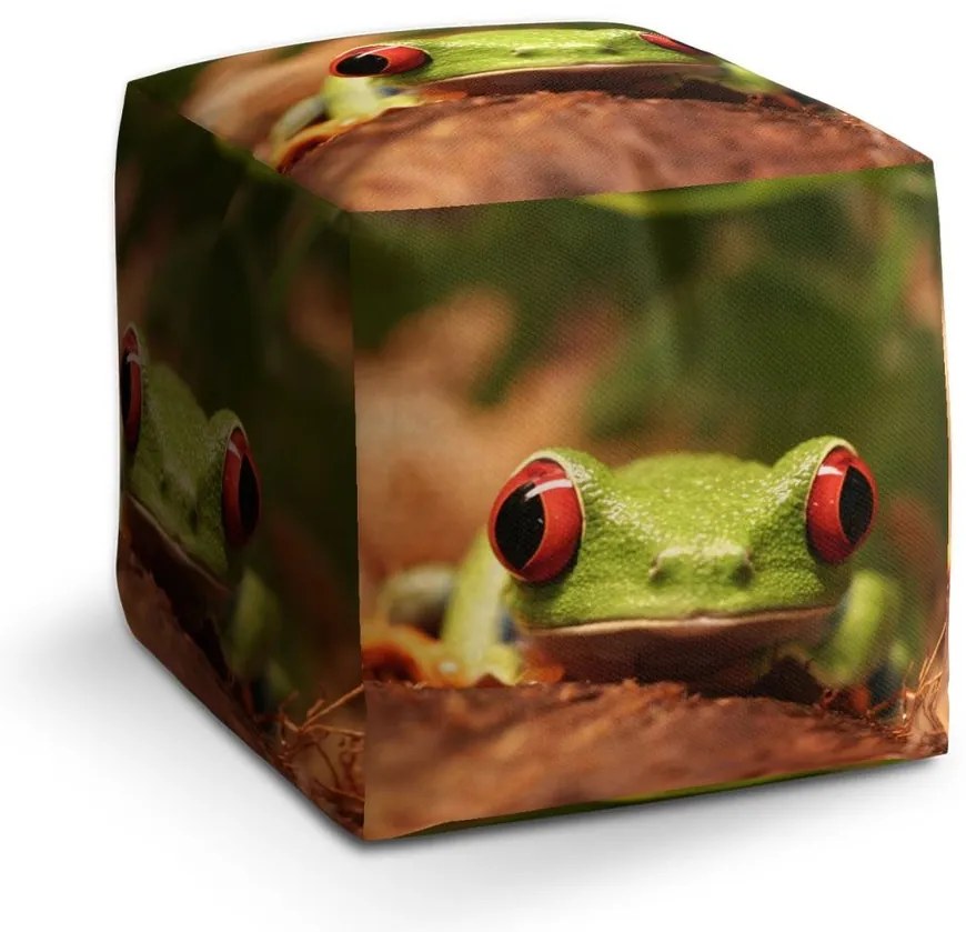 Taburet Cube broască verde, verde / maro