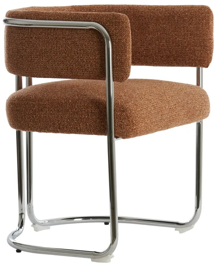 Scaun de sufragerie maro deschis cu cotiere tapițat Adante – Light &amp; Living