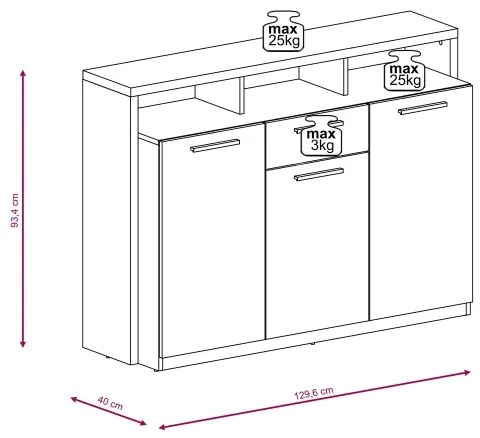 Comodă LEBY stejar sonoma/alb