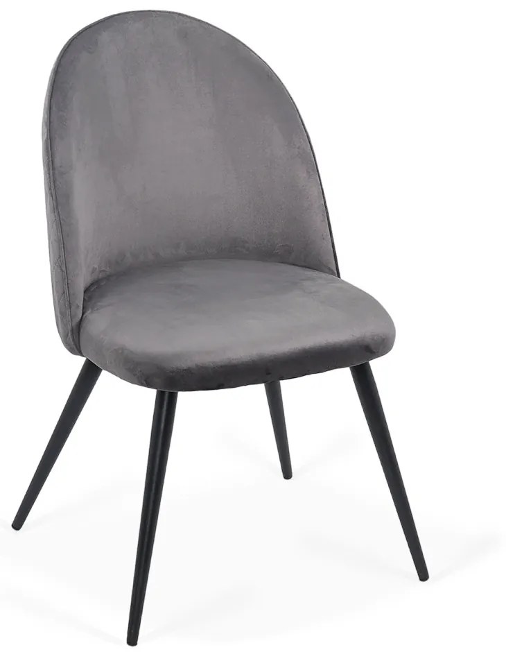 Scaun de dining BUC 207 gri din catifea, cu picioare metalice negre