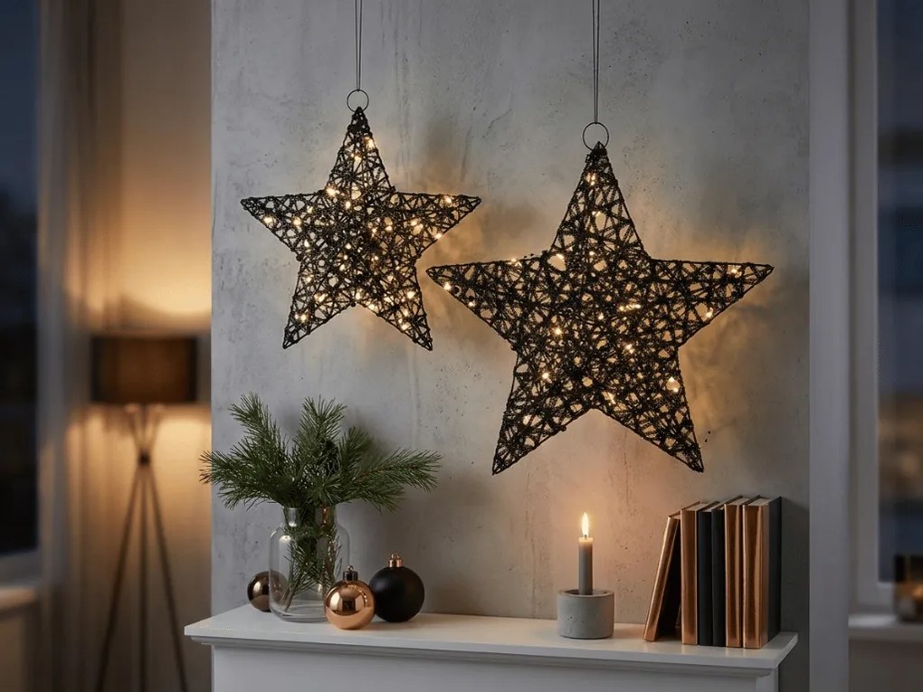 Decoratiune de Craciun stea STARIELLE cu iluminare LED 40 cm, neagra