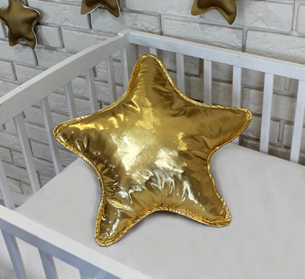 Baby Nellys Pernă decorativă cu două fețe - Stea, 45 cm - aur