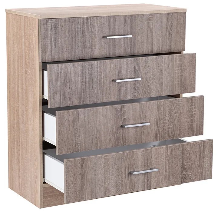 Comodă Miami cu 4 sertare 80x92 cm stejar York-stejar Sonoma