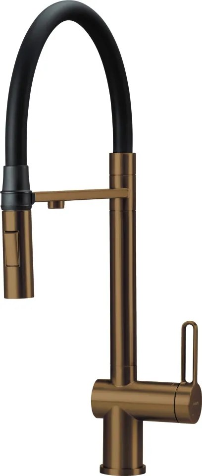 🚰 Baterie bucătărie MAGNETIC, cu racord filtru de apă & pipă flexibilă, finisaj bronz periat – Cod BRM_C75M